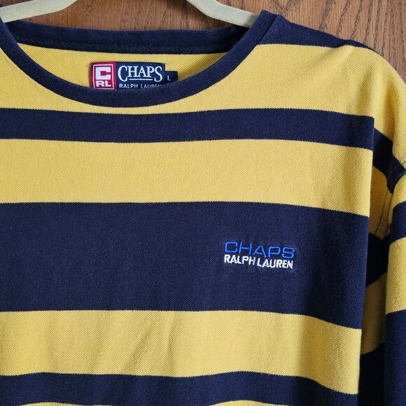 Chaps Ralph Lauren Polo Striped Men Long Sleeve Shirt Size L - Picture 2 of 4